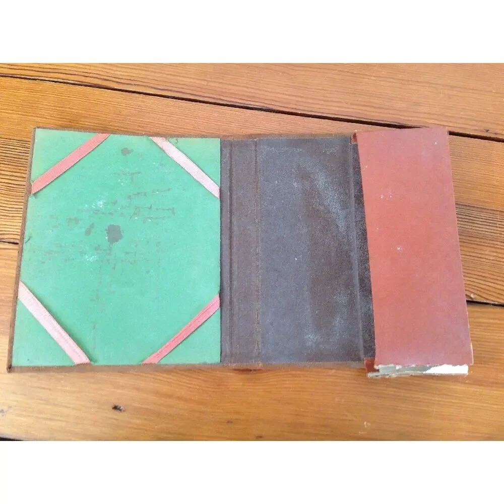Vintage Antique Suede Leather Handpainted Miami Beach Letters Portfolio Envelope